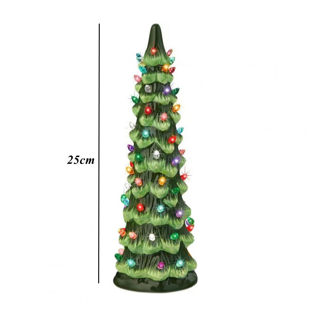 Christmas Tree Ornament Christmas Tree Statue with Colorful Light Colorful Led Mini Christmas Tree Figurine Resin for Home