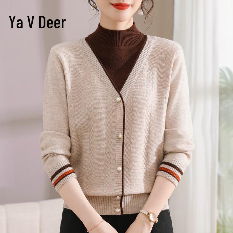 

Yalu Mid-Aged Women s Semi-High Collar Knit Sweater 5XL