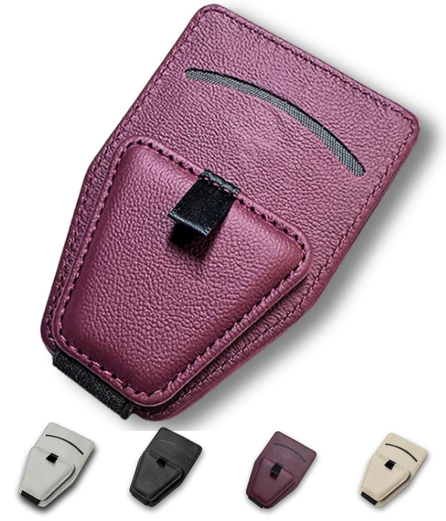 Archtypes Car Glasses Holder, Card Holder, Visor, Car Storage, Sun Visor, Car Storage, Sunglasses Holder, Cow Leather, Red, ( Red)