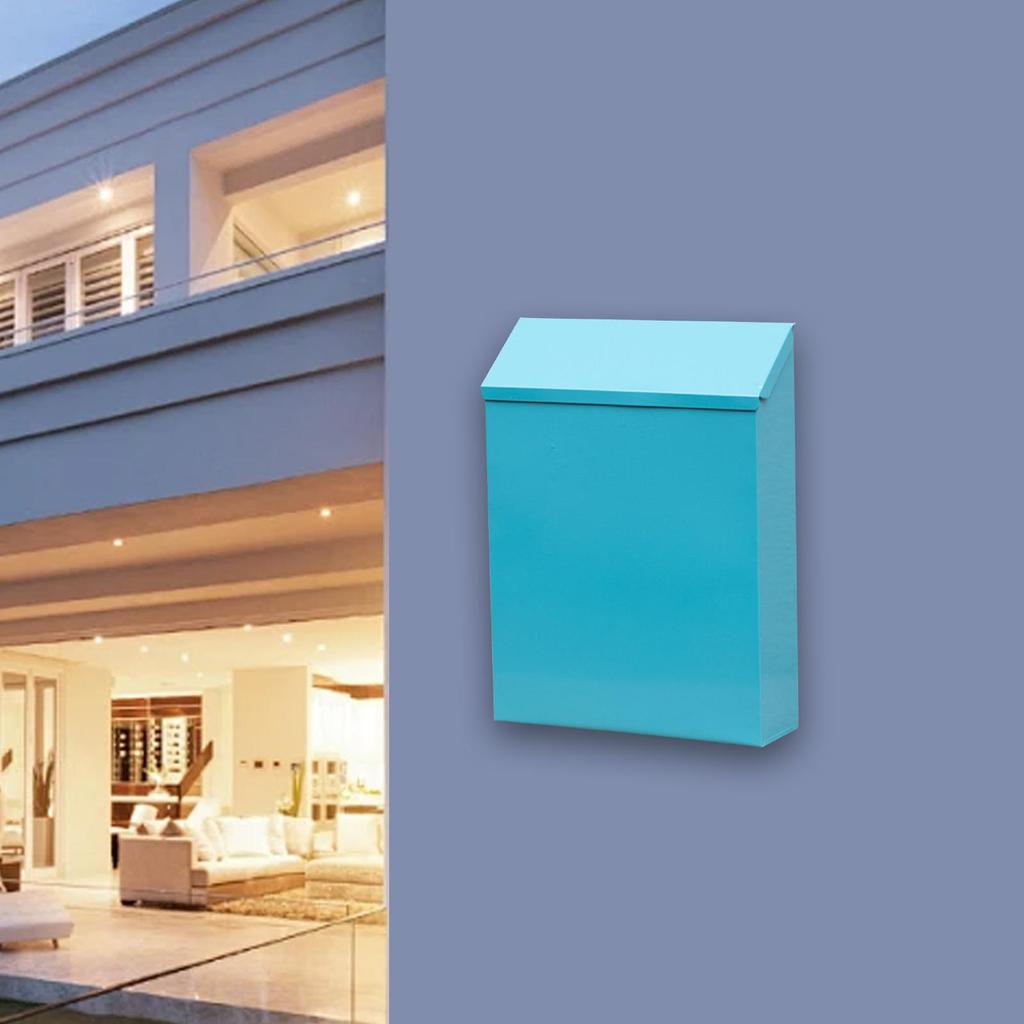 Wall Mounted Mailbox Modern with Key Decorative Newspaper Holder Box for Home Office Outside House Gate Outdoor Decoration