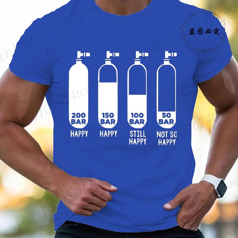 New Trendy Summer Tshirts Fashion Men Women Tshirt Funny Diving Divers 200 Bar Print Tshirts Short Sleeve Tops Diving Tshirts