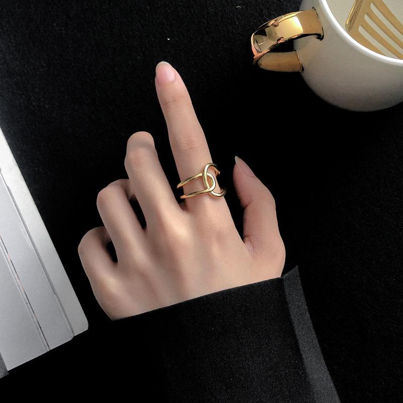 Gold Stackable Open Line Ring, Adjustable Minimalist Design for Women, Japanese Korean Influence Adjustable Open Ring