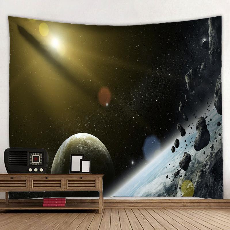 Starry Sky Scenery Tapestry 3D Forest Waterfall Landscape Wall Hanging Home Background Cloth Decor Garden Poster for Outside