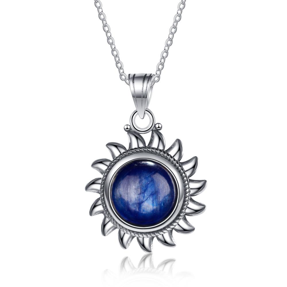 Naturligt Labradorit Ametist Halsband S Silver Vintage Solform Krom Halsband för Kvinnor Gåva