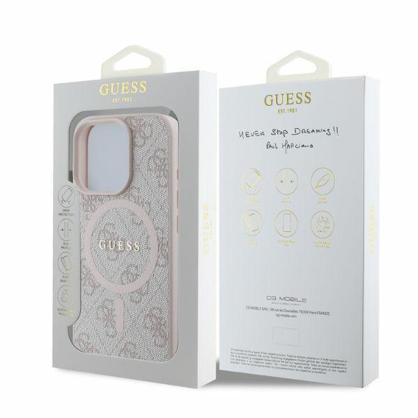Etui Do Iphone 16 Pro Guess Magsafe Różowy Hardcase 4G Ring