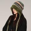 Spring and Autumn Original Plush Tassel Braid Big Head Circumference Knitted Baotou Hat Women