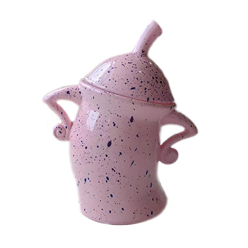 

Креативные баночки с раздвоенной талией, европейский стиль, ретро пятнистая чашка, эстетичный дизайн, милые кухонные банки для хранения с крышками, декор комнаты, новинка розовый