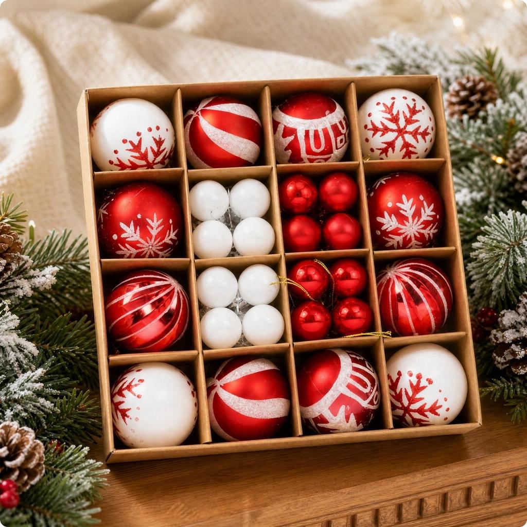 44 Pieces Multipurpose Spherical PET Christmas Tree Ornament with Hanging Loop
