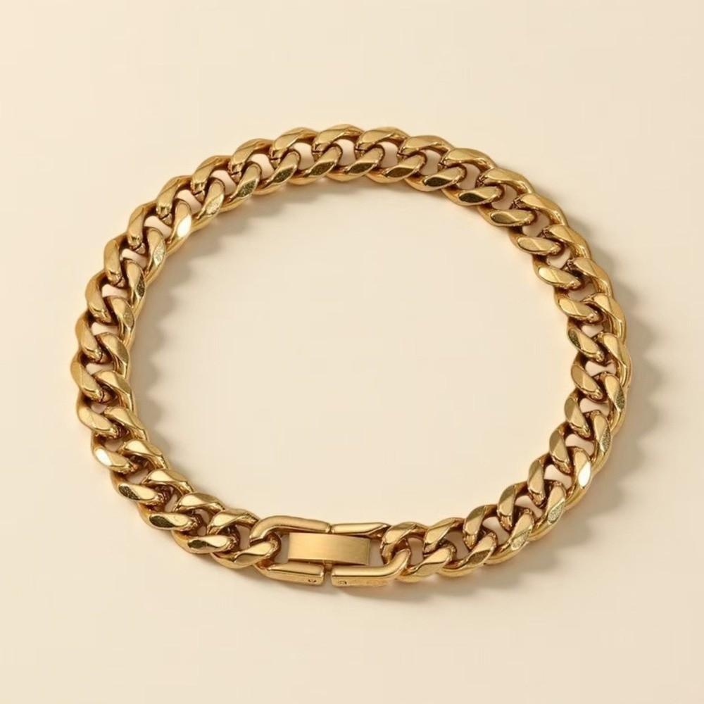 Elegant Cuban Chain Bracelets Buckle Steel Link Bracelet American Metal Hand Chains  Hip Hop
