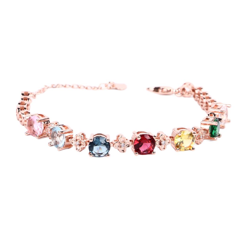 Shiny Colorful Rhinestones Bracelet Women Exquisite Fashionable Elegant Silver Bracelet Jewelry Rose Gold