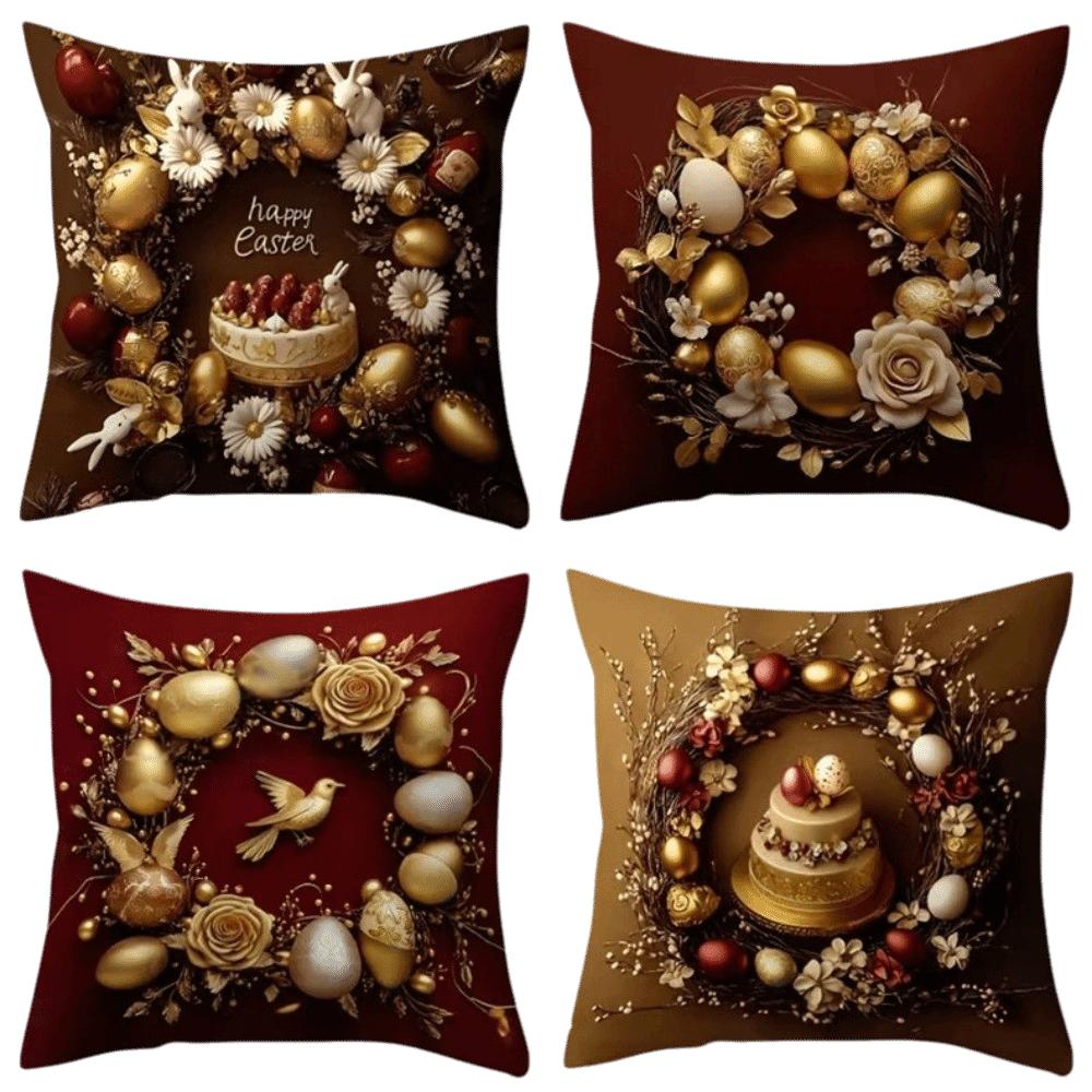 4PCS Tree Snowflake Christmas Pillow Covers Reindeer Xmas Pillowslip Bed Decoration