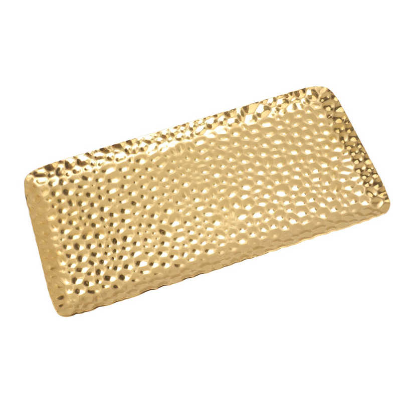 Hammered Tray Exquisite Odorless Stainless Steel Serving Tray for Living Room Bedroom Kitchen Bathroom 19.5x9.5cm Gold Tray
