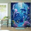 1pc Shower Curtain - Enchanted Underwater Scene with Dolphins, Jellyfish, and Colorful Coral Reef Design Waterproof