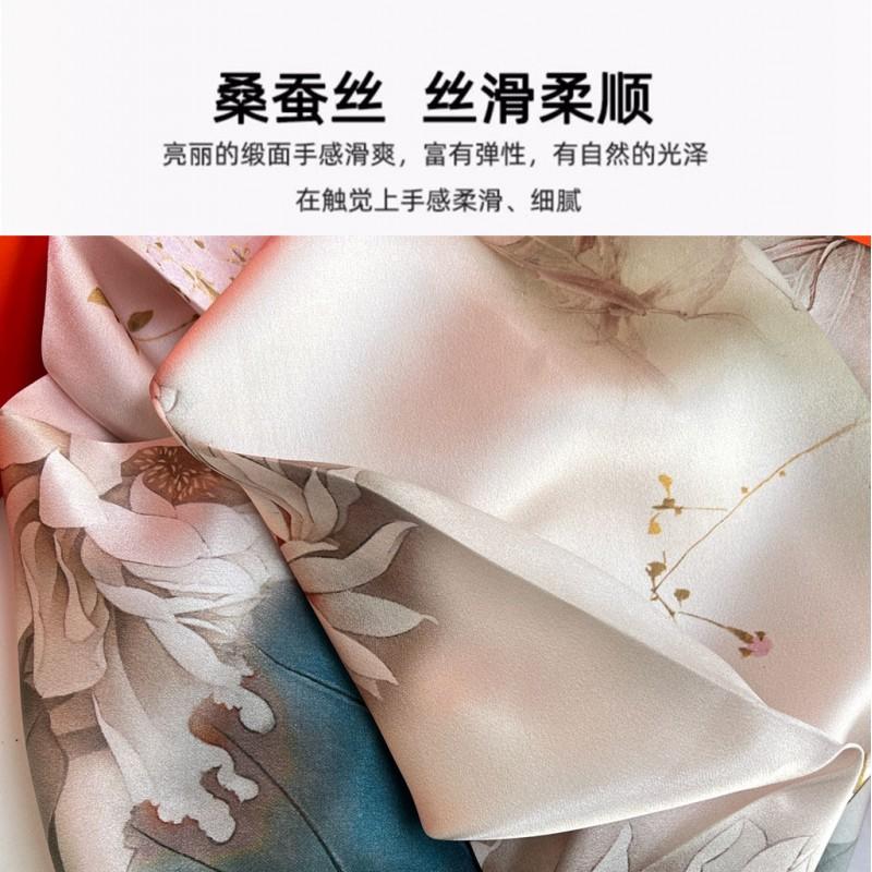 Womens Silk Scarf 90cm Square Vintage Elegant Versatile Satin Shawl