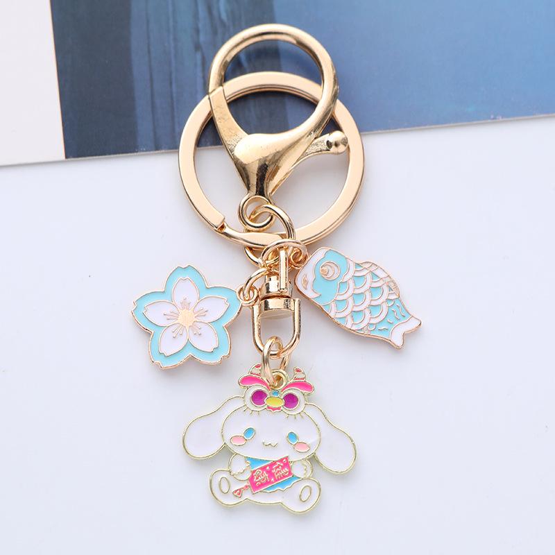 Kuromi Cherry Blossom Keychain Pendant - Cartoon Alloy Koi Fish Bag Charm