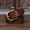 Bälte Herr Retro Distressed Tjockt Äkta Nötskinn Läder Spänne Trendigt Allmatchande Jeansbälte