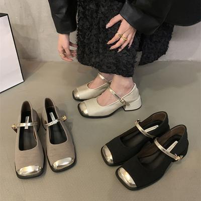 French High Heel Black Mary Jane Single Shoes Women'S Spring Evening Temperament Small Leather Shoes With Skirt