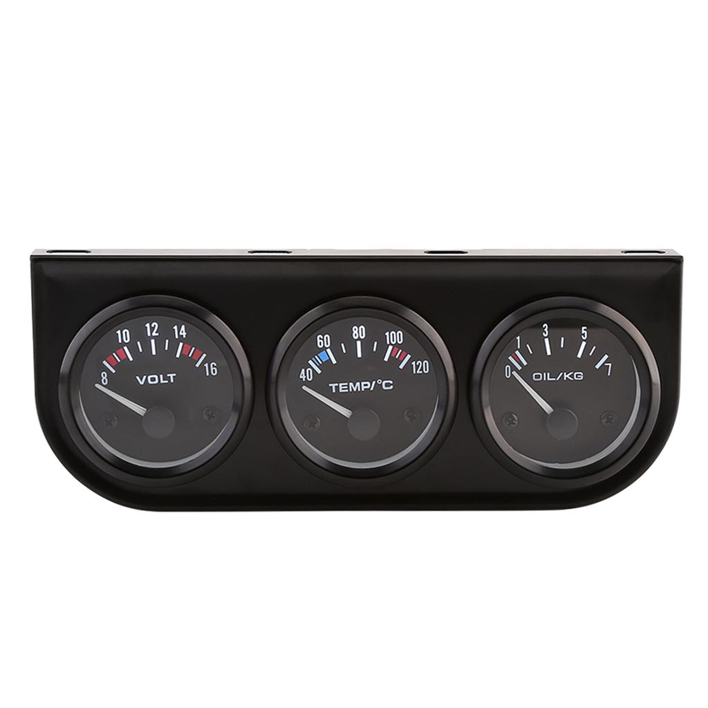 52mm Triple Gauges 3 In 1 Voltmeter Water Temp Gauge Oil Pressure Meter W Sensor For Car Truck