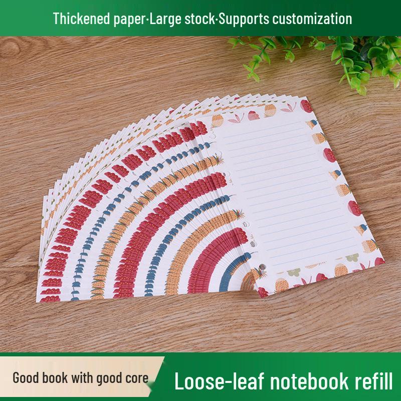 Colorful 6-Hole Pineapple Notebook Refill Pages with Horizontal Lines A7 Pineapple Horizontal Lines 40 Sheets