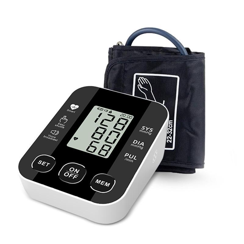 1PC Upper Arm Sphygmomanometer Voice Broadcast Large Screen Digital Display Automatic Detection Blood Pressure Measuring Instrument