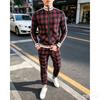Men Set Tracksuit 3D Plaid Sports Gentlemen Set Jacket Street Fashion Trend Fashion Zipper Sportswear Suit