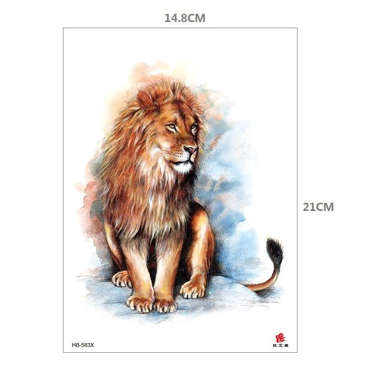 Clown Mouth Flower Body English Color Lion Tiger Half Arm Animal Pattern Water Transfer Simulation Tattoo Sticker