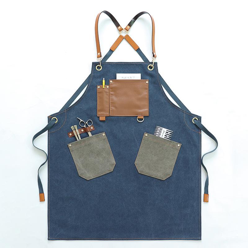 Multifunctional Color Block Canvas Apron for Barber, Barista & Baker - Custom Waist Apron