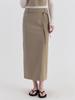 Leusejiem Classic Strap Slit Long Skirt - Beige