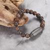 REPTILE BRONZITE BRACELET matt brown bronzite bracelet in 10mm with stainless steel reptile design element