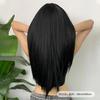 Black Synthetic Wig with Long Straight Hair - Halloween Cosplay Costume, Role-playing Party, High-temperature Hair Cap