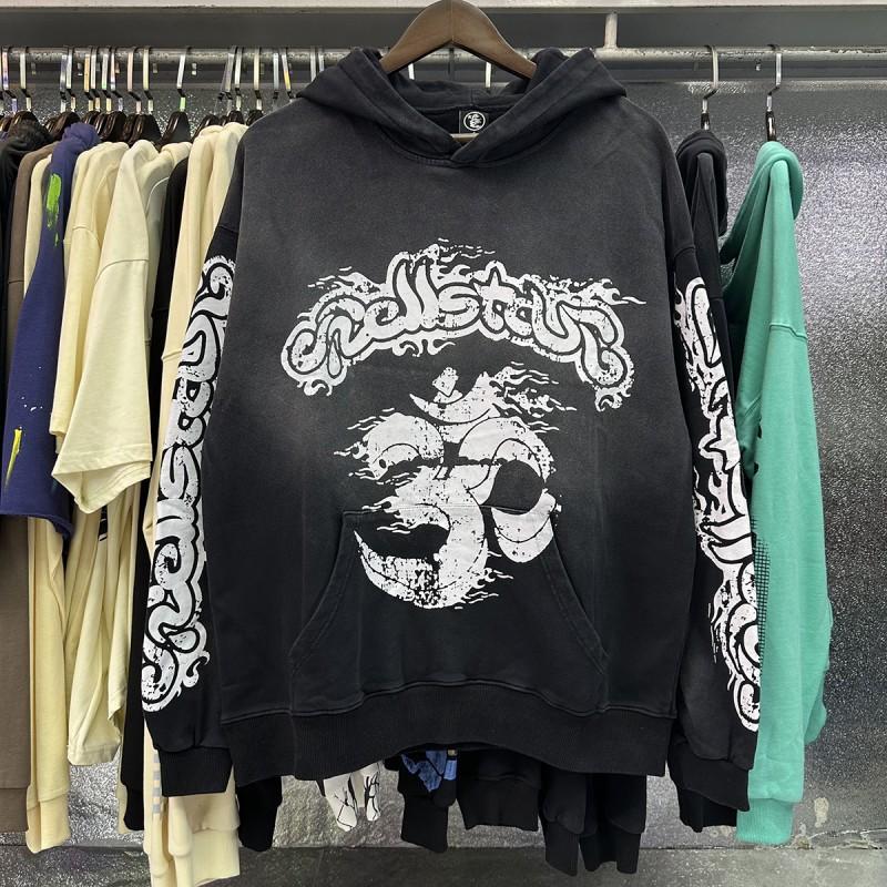 [Autumn and Winter Series] Fog High Street Washing Water Old Heavy Industry Head Printing Casual Sweater Couple Hoodie