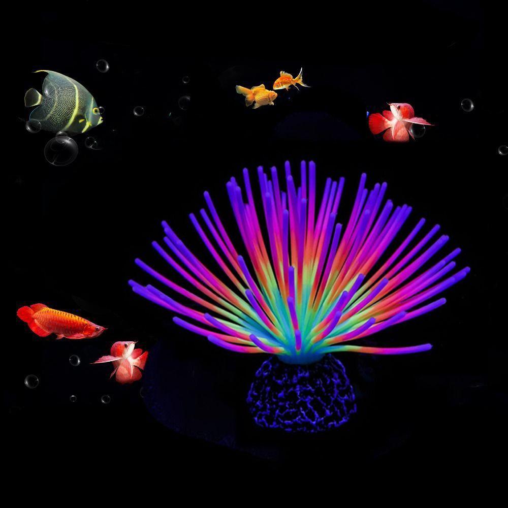 Fake Luminous Sea Urchin Fluorescent Luminous Soft Coral Coral Ornament Sea Urchin Bulb Aquarium