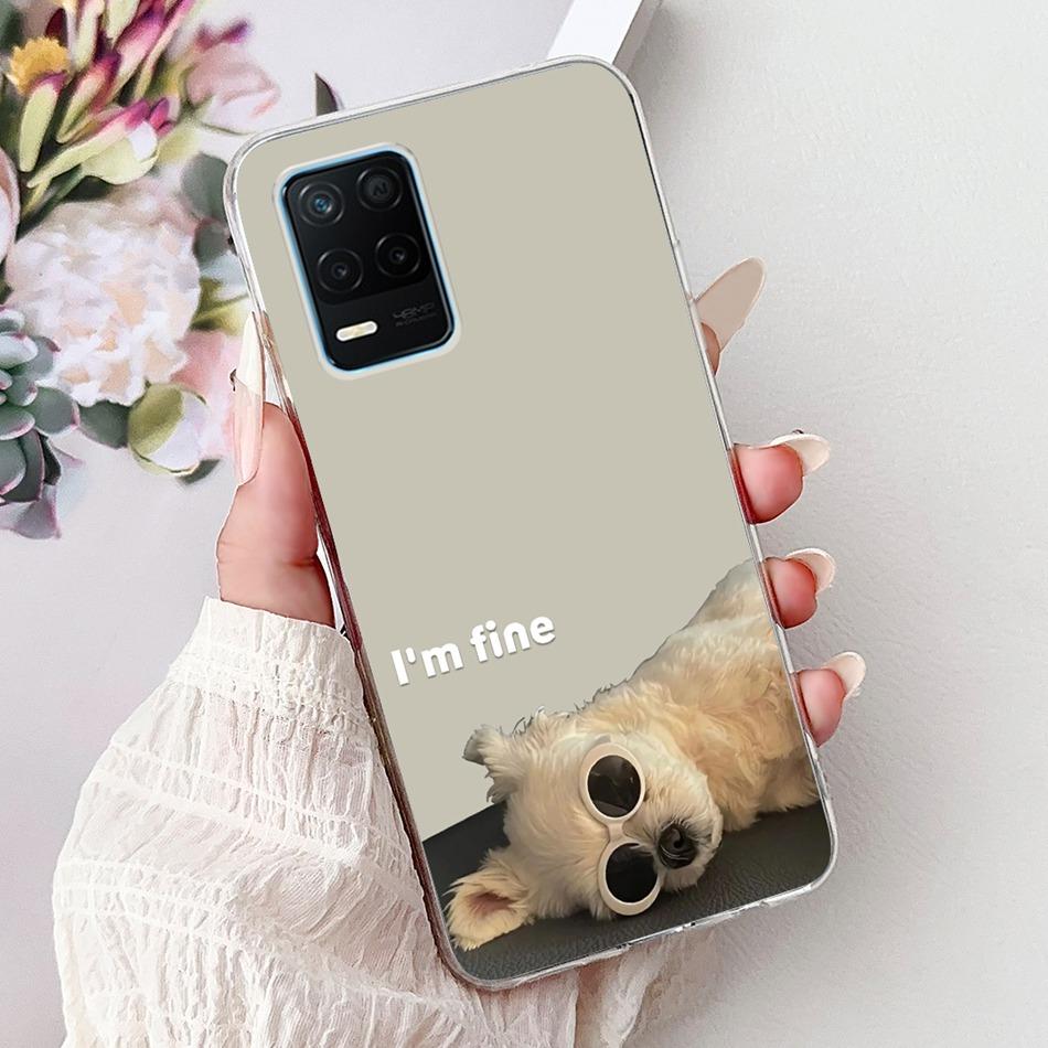 Pro telefon Realme 8 5G RMX3241 Pouzdro na telefon Realme8 5G Elegantní Květinový Potisk Kočky Měkký Silikon Průhledné TPU Pouzdra