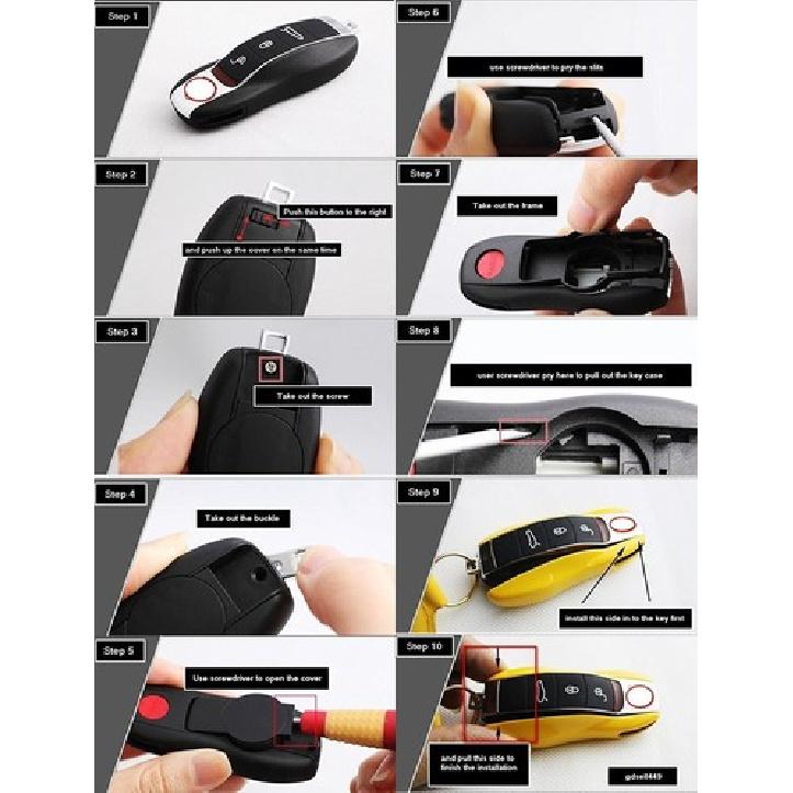 Zlatý držák krytu chytrého klíče na dálkové ovládání pro Porsche Cayenne Panamera Macan 911