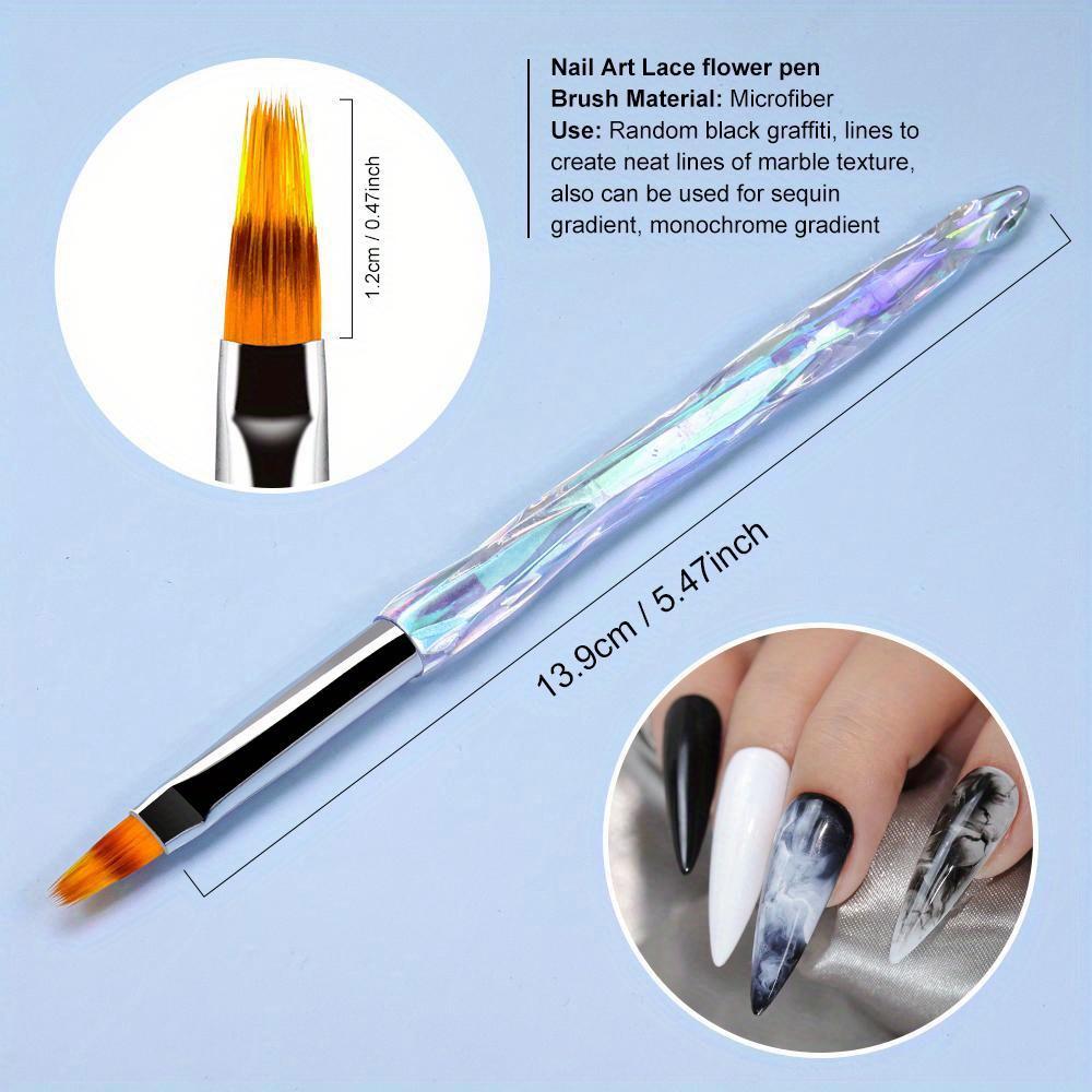 8pcs/set Aurora Acrylic Nail Art Painting Pens for Nail Design Soft Slender Brush Gradient UV Gel Drawing DIY Brushes