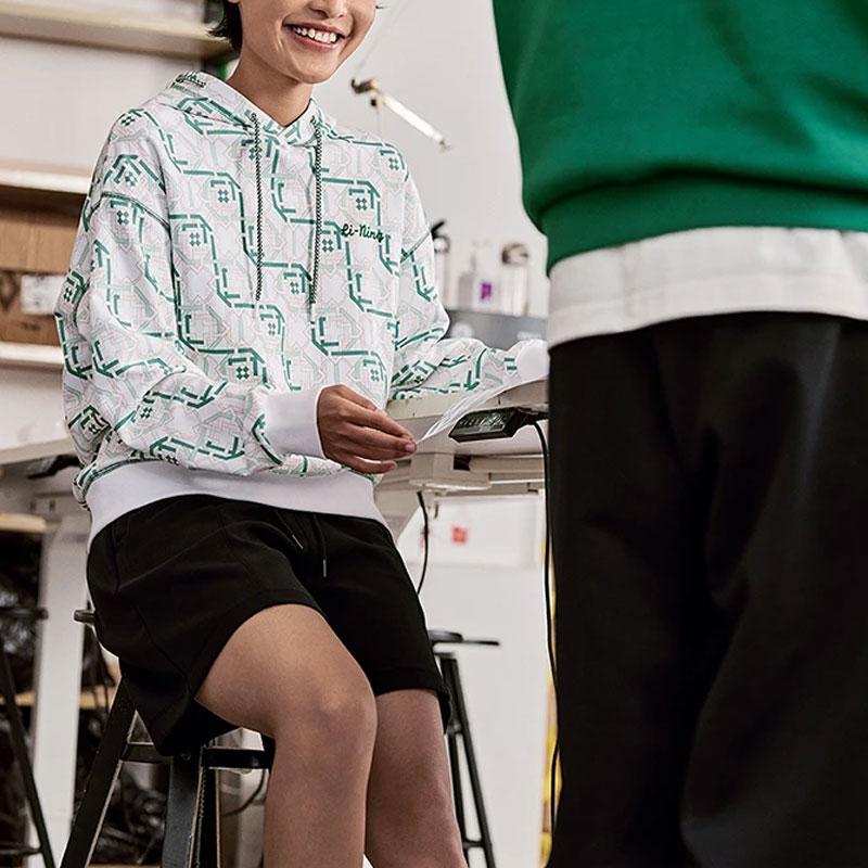 Li-Ning Full Print Hooded Sweatshirt Women Sweatshirts Jade-Frost-Green AWDT380-2