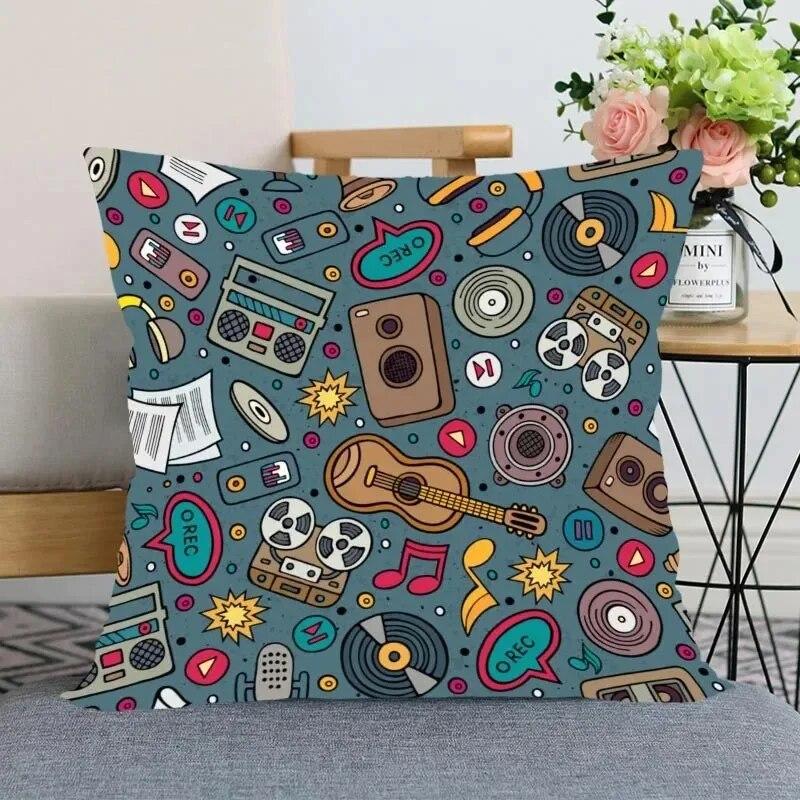 Music Theme Series Pillowcases, Living Room Sofa Chair Cushion Covers, Bedroom Home Decoration Gifts