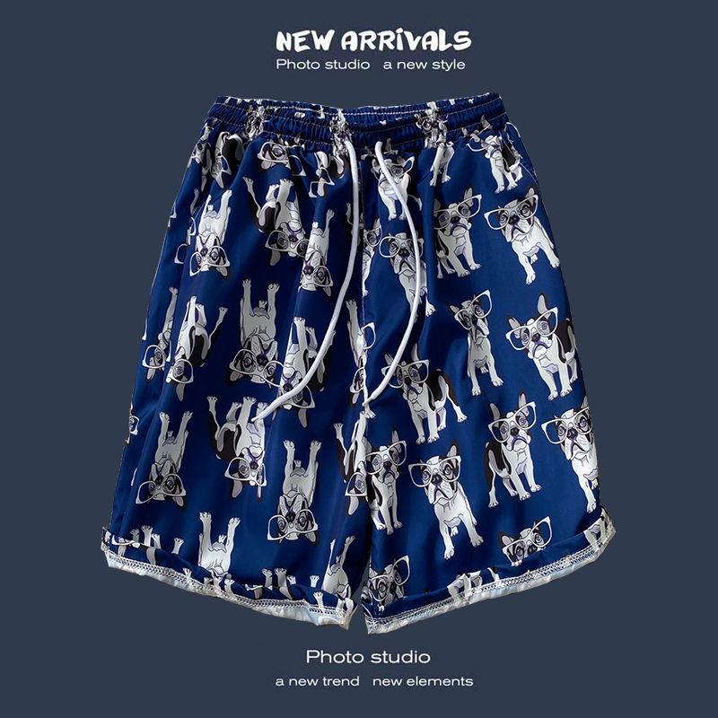 Men's Casual Loose Fit Five Point Shorts Trendy Floral Beach Vacation Couple Shorts Comfortable Versatile Summer Bottoms