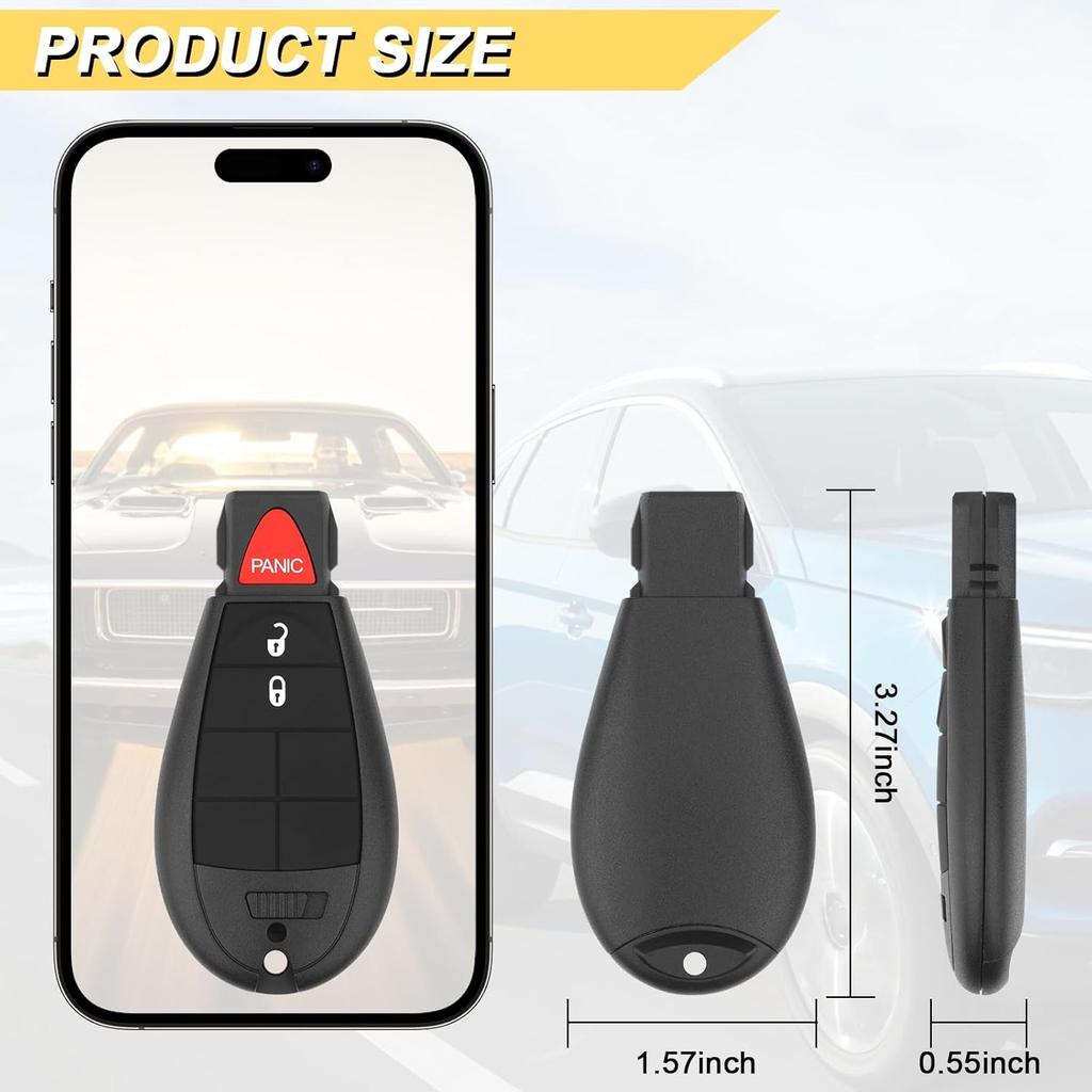 Key Fob Replacement for 2013-2021 Ram 1500 2500 3500 4500 5500/19-21 Ram 1500 Classic Car Keyless Entry Remote Control, GQ4-53T, 3 Buttons