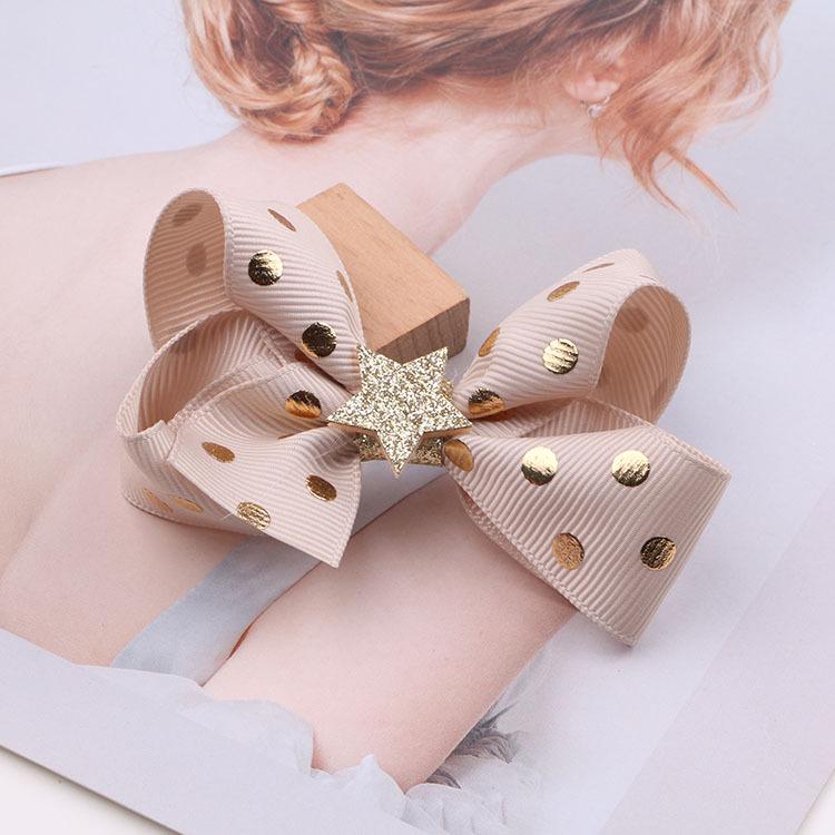 

Корейские заколки для волос с бантом из грогрена в горошек - Аксессуары ручной работы для девочек