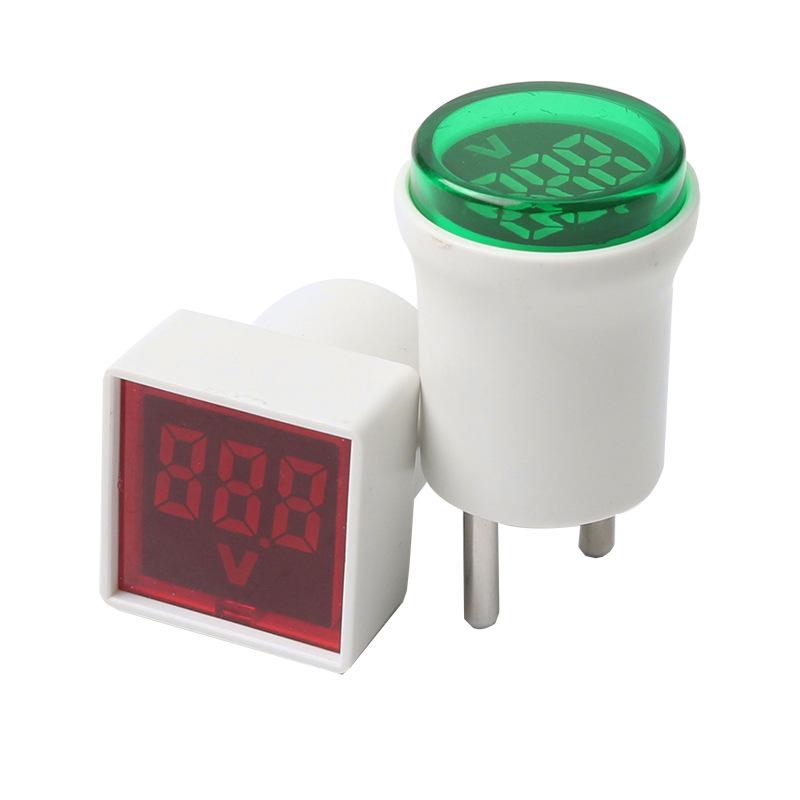 Square Voltage Meter Plug-in: European Standard AC220V Digital Display with Indicator Light