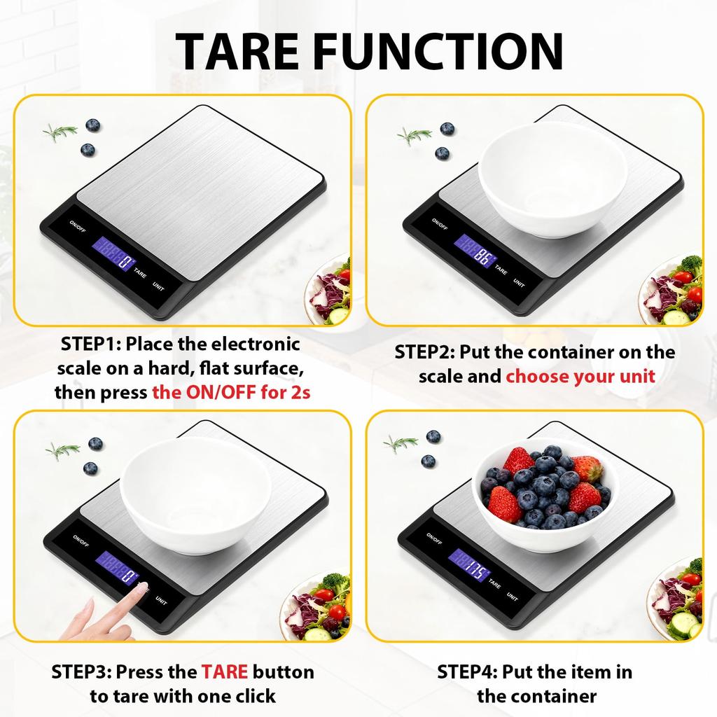 Kitchen Scale, 5kg/1g, with 6 Units, Battery-powered