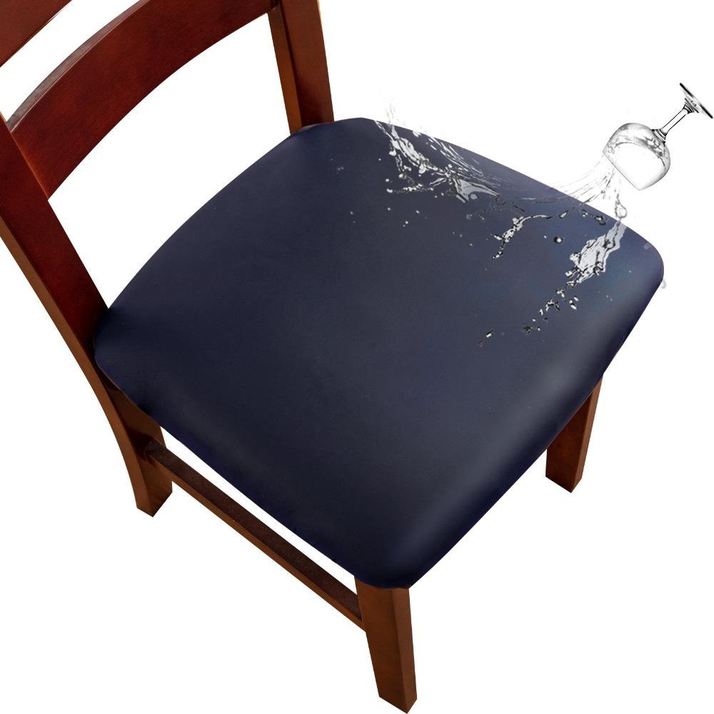 Stretchable Chair Cushion Cover PU Fabric Stool Cover Solid Color Seat Cover