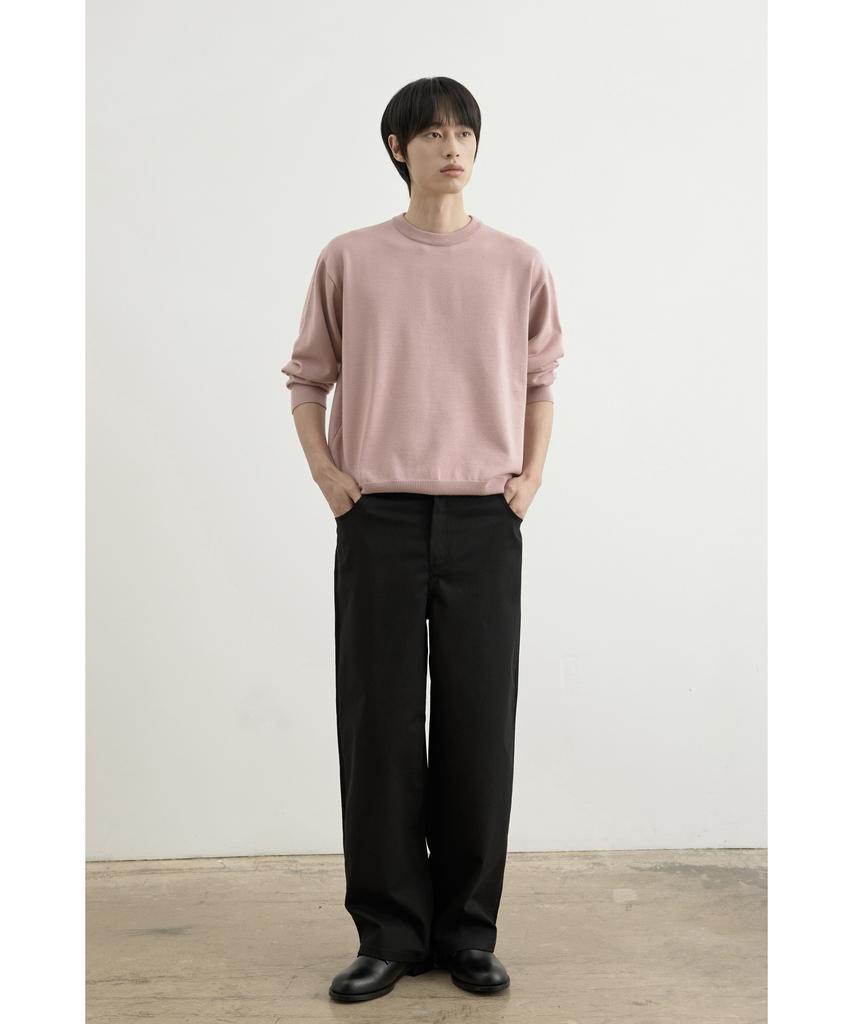 WHOLOVESART Structure Wide Cotton Chino Pants Black