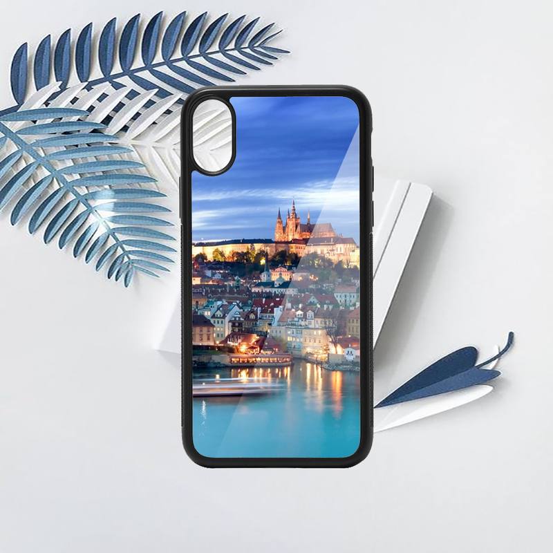 Prague Europe Prettiest Bridges City Phone Case PC pro iPhone 11 12 13 pro XS MAX 8 7 6 6S Plus X XR Luxusní skořepinové pozadí