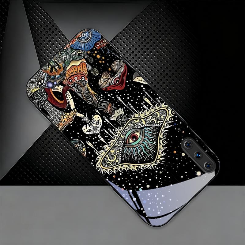 Magic Mushrooms Art Black Phone Case For Samsung Galaxy Note 10 20 A06 A07 A12 A13 A14 A15 A16 A17 A22 A23 A24 25 26 Glass Cover