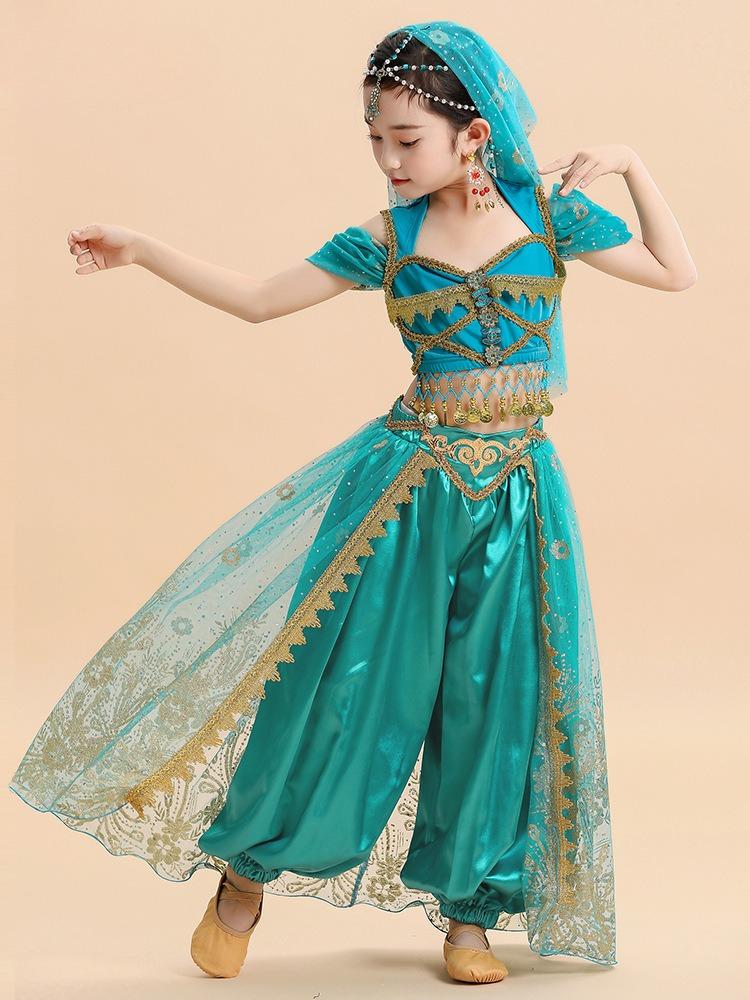 Halloween Girls Dancing Dress Palace Princess Aladdin Lamp Kids Costume Set Princess Gowns Performance Clothes