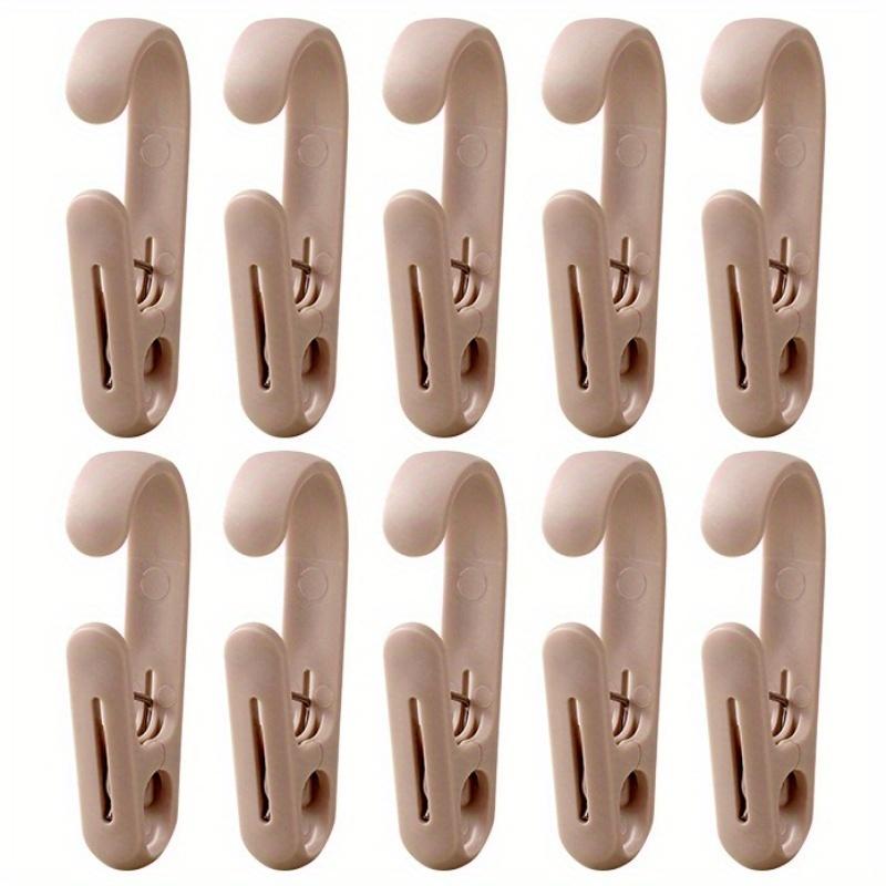 10PCS Laundry Hooks Clips Hanger - Multifunctional Clips With Hooks Closet Organizer Clamps Hanging Socks Boot Bras Towels For Bathroom Kitchen