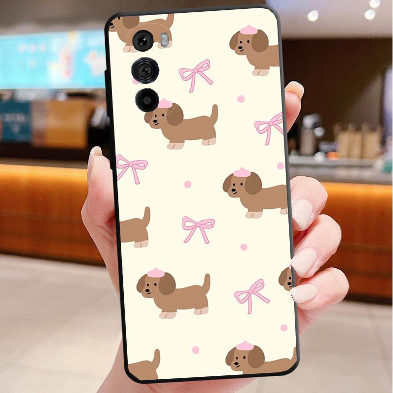 Phone Case For Motorola Edge 60 50 40 Pro 60 50 40 30 Ultra Neo Fusion Moto G Stylus G Cute Cartoon Dachshund Dog