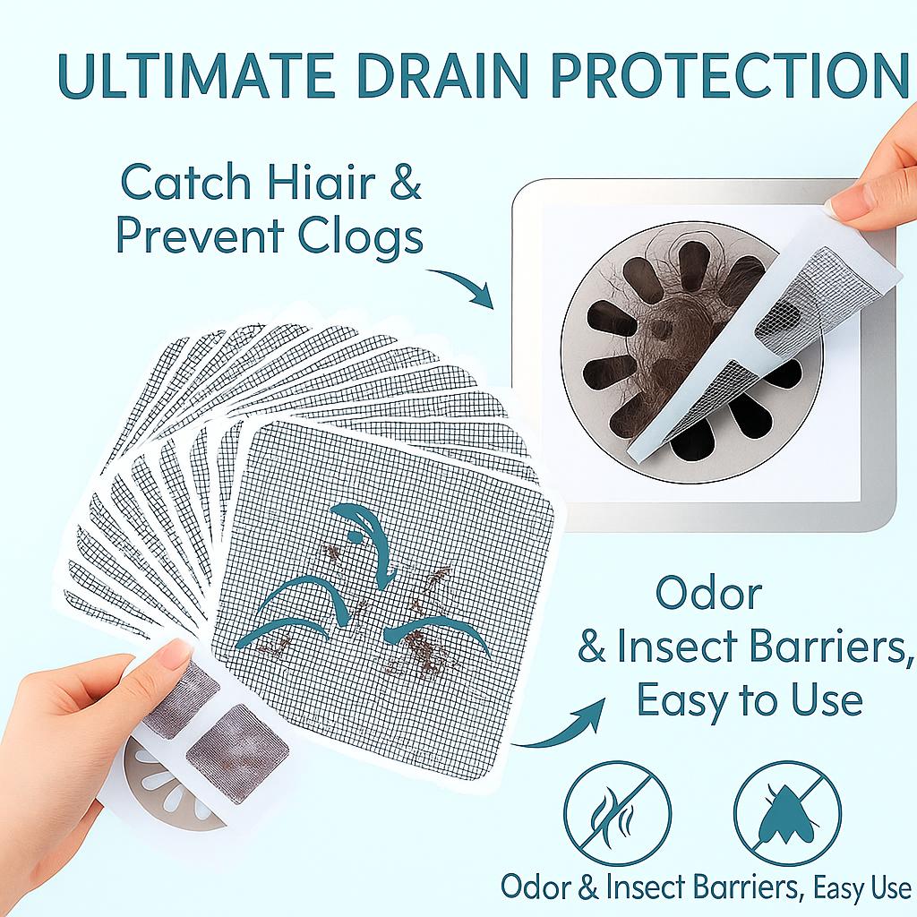 Disposable Floor Drain Stickers Mesh Anti-Clog Hair Catcher Odor Insect Proof for Bathroom